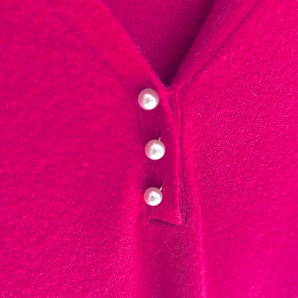 Cashmere United Colors of Benetton Pink Sweater w Pearls - Sz Small